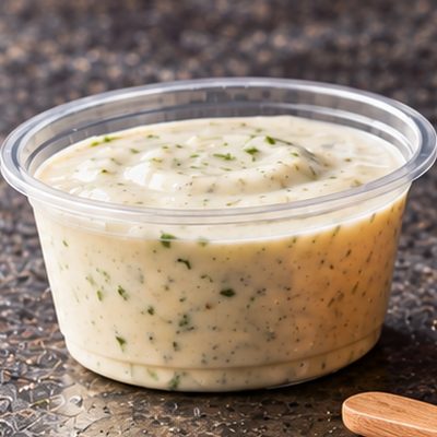 Lemon Herb Ranch in a sauce cup